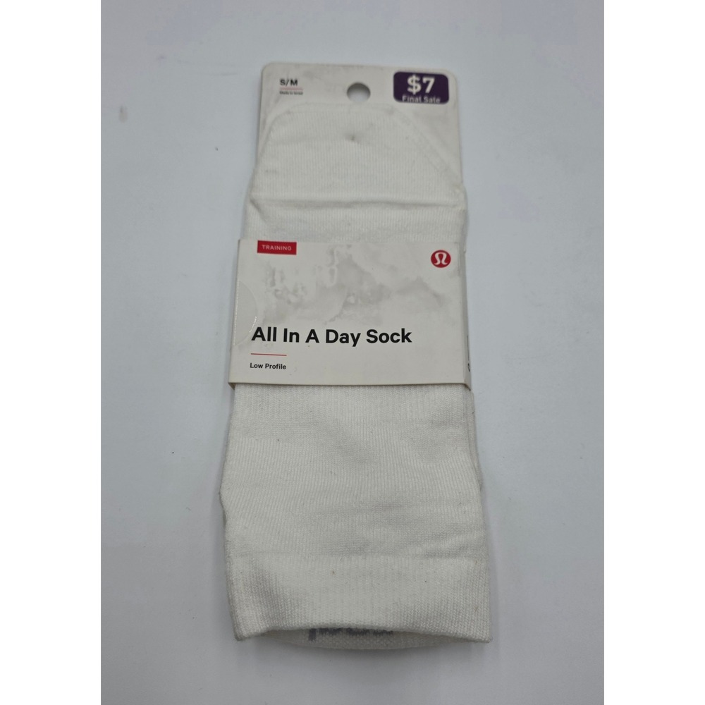 Lululemon All In A Day Sock White Low Profile Training Socks S/M
